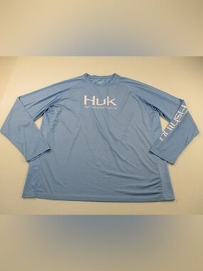 HUK Shirt Men's 2XL Blue Athletic Long Sleeve Fishing Performance